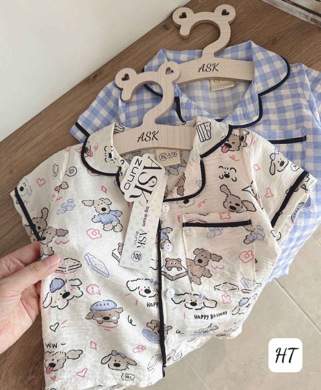 Cv-St44 Set 2 bộ Pijama chất đũi kẻ xanh cho bé trai