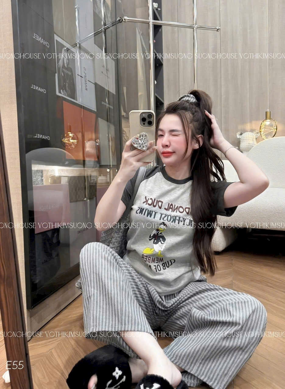 Cv-Sn43 Set quần kẻ cọc áo babytee
