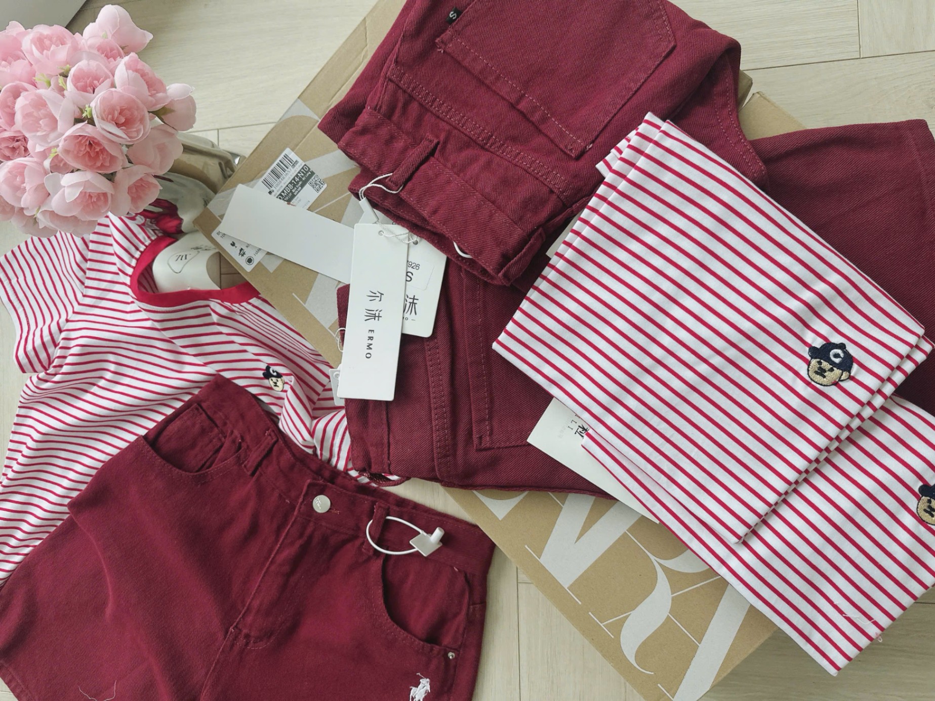 CV-Sn50 Set áo phông & quần Jean short lửng thêu