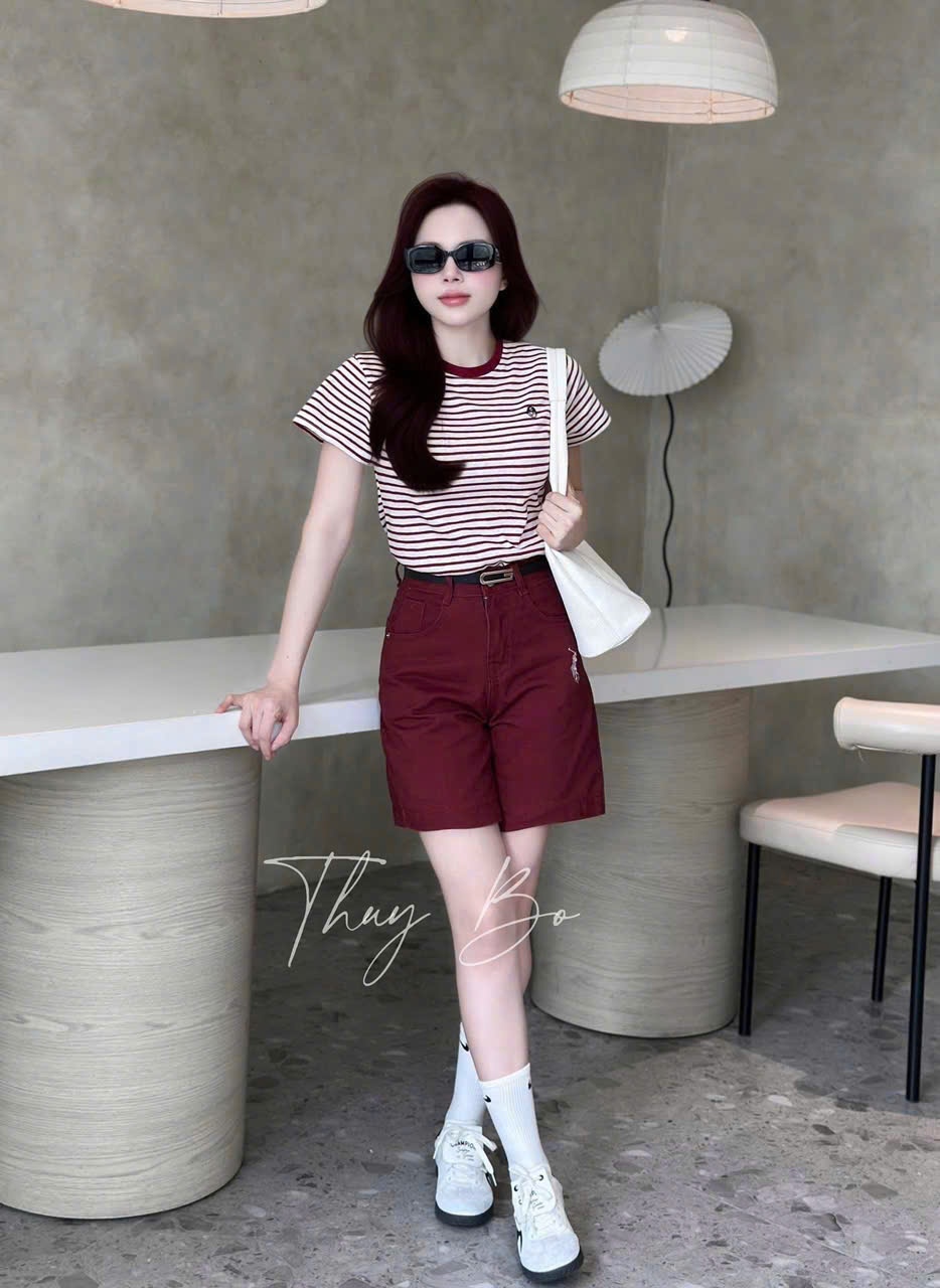 CV-Sn50 Set áo phông & quần Jean short lửng thêu