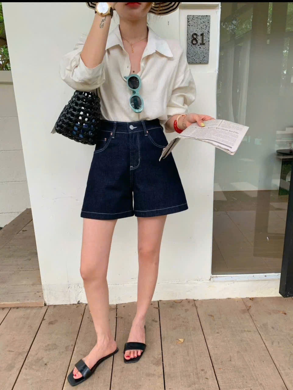 Cv-Sn59 Short ngố Jean dáng rộng cho nữ
