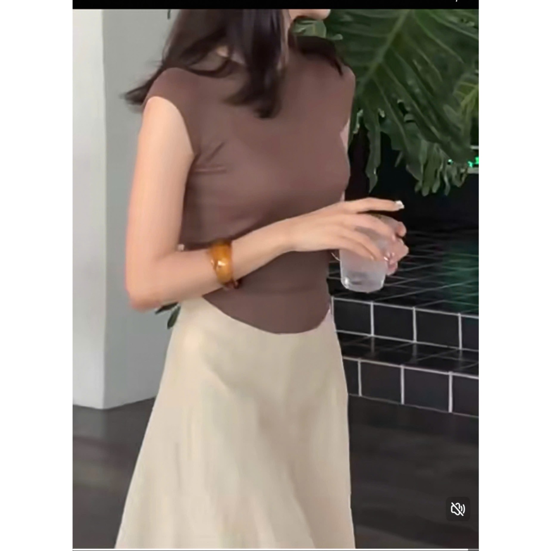 Cv-Sv63 Set chân váy áo rút lưng sau điệu đà
