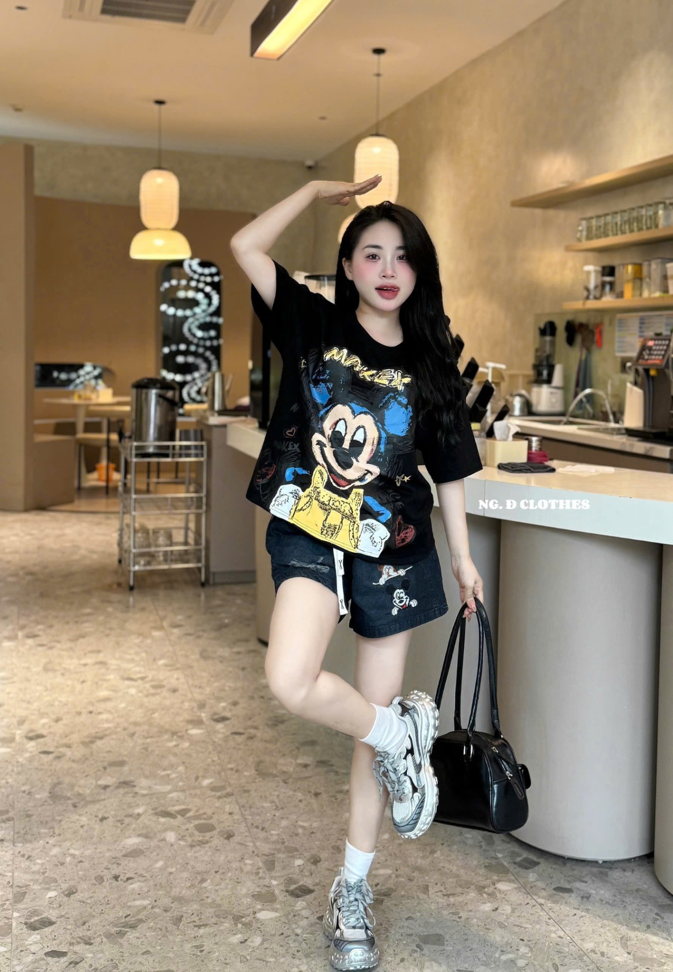 CV-Sq36 Set quần Jean áo thun giấy cho nữ