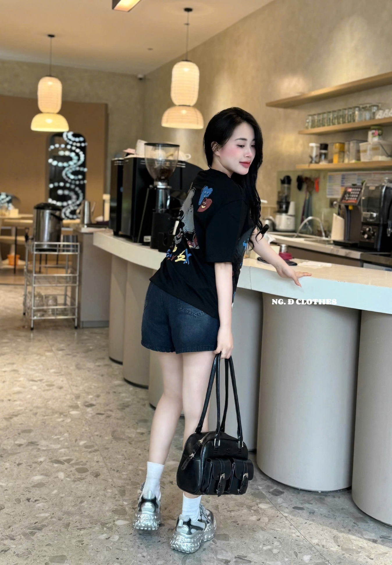 CV-Sq36 Set quần Jean áo thun giấy cho nữ
