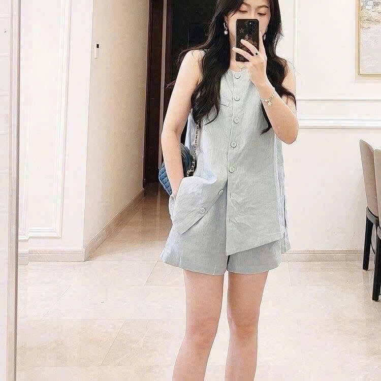 Cv-Sb60 Set 2 bộ Linen sát nách cho nữ