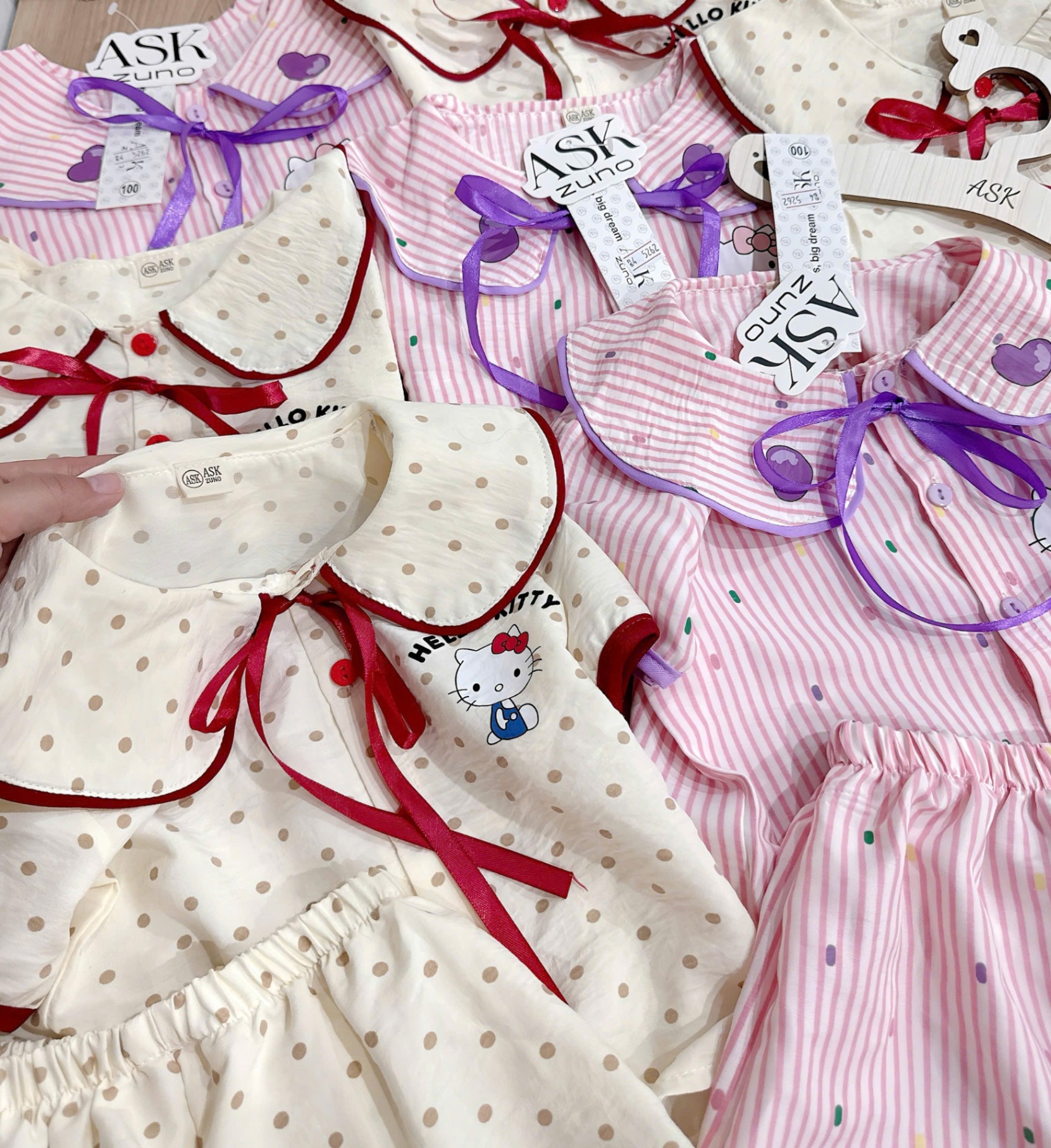 Cv-Pm61 Set 2 bộ Pijama mèo Kitty cho bé gái