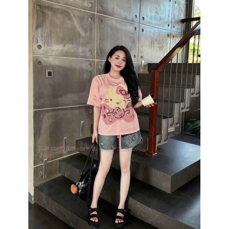 Sd22 Set quần jean áo thun Kitty
