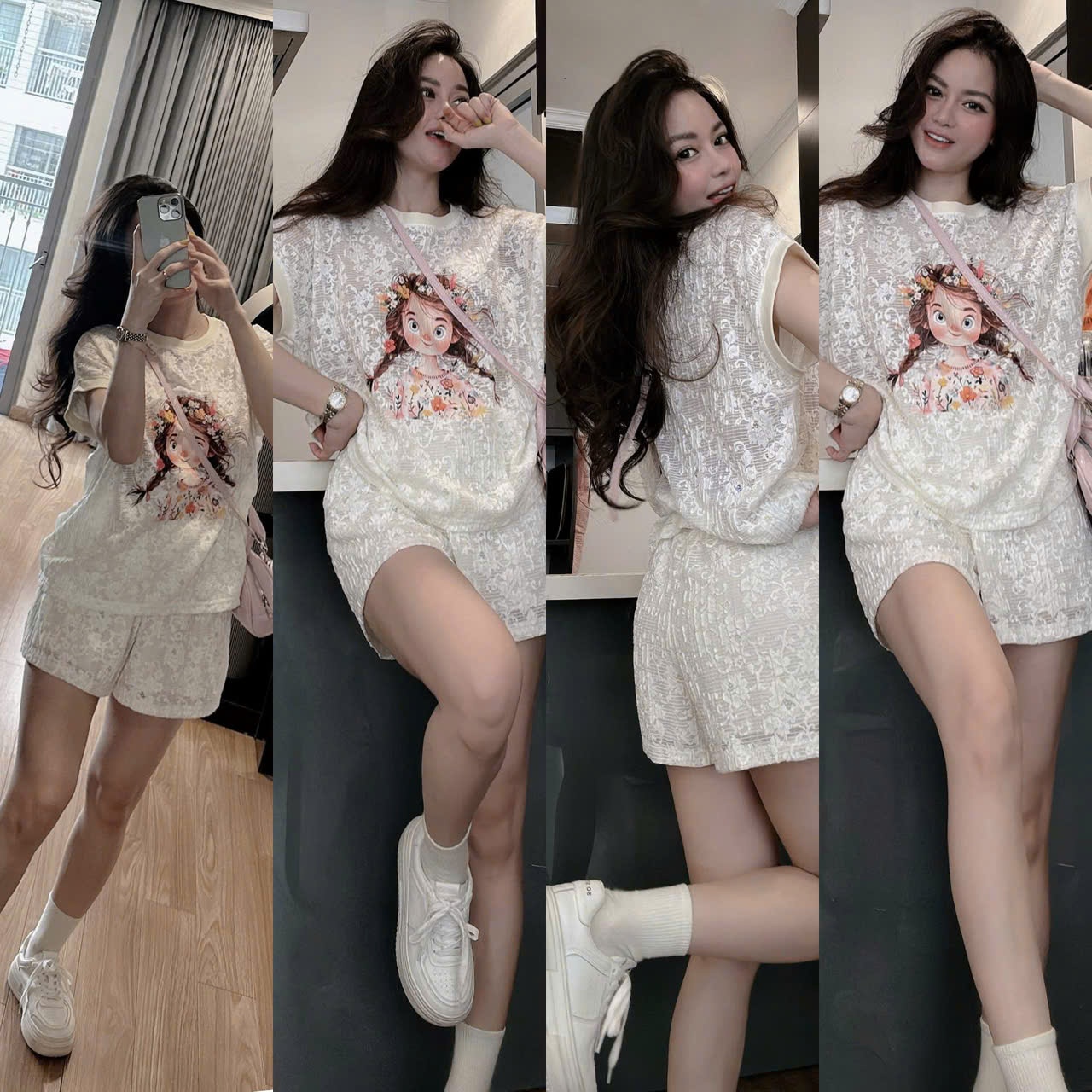 Sr76 Set cô gái ren mềm mịn