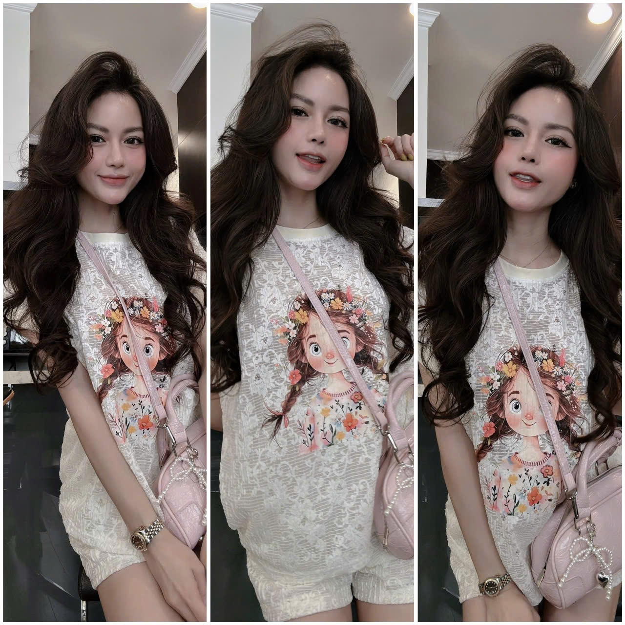 Sr76 Set cô gái ren mềm mịn
