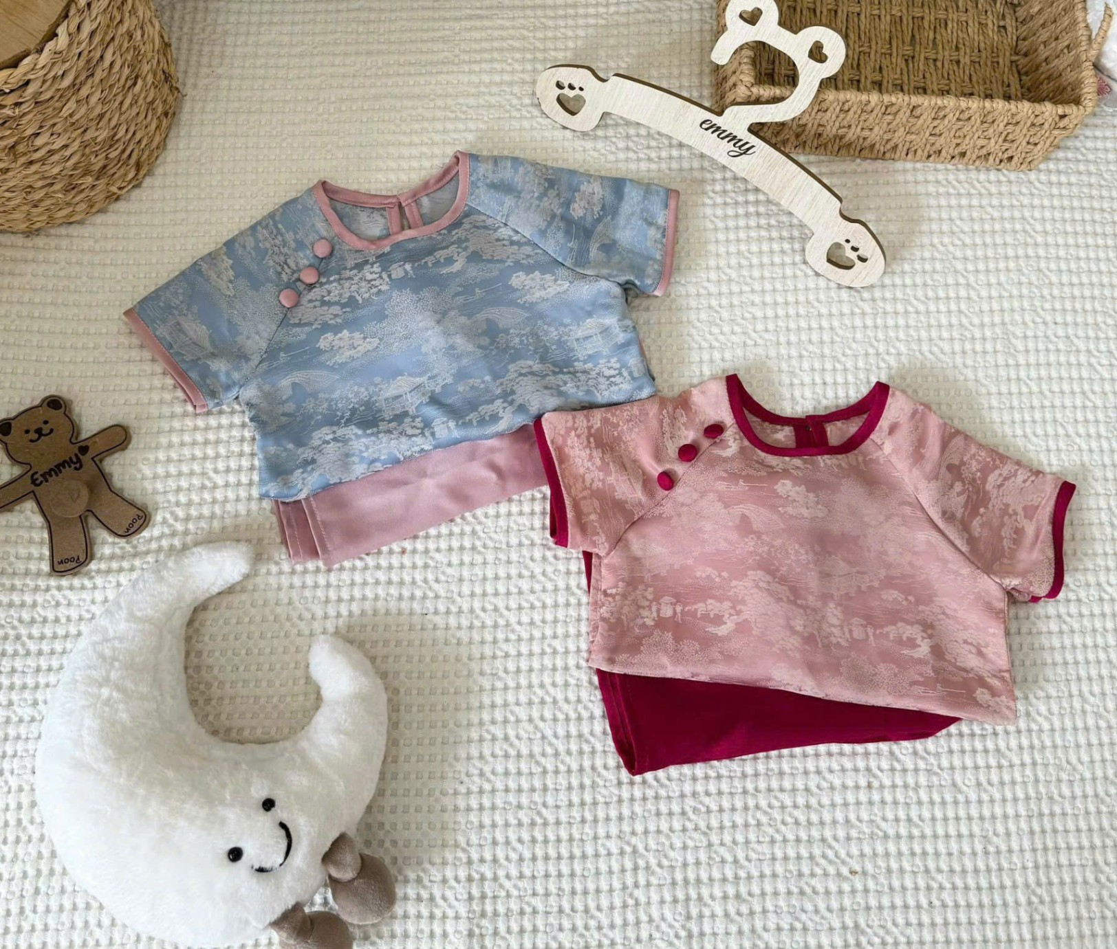 Sbb00 Set áo bà ba vải lụa cho bé