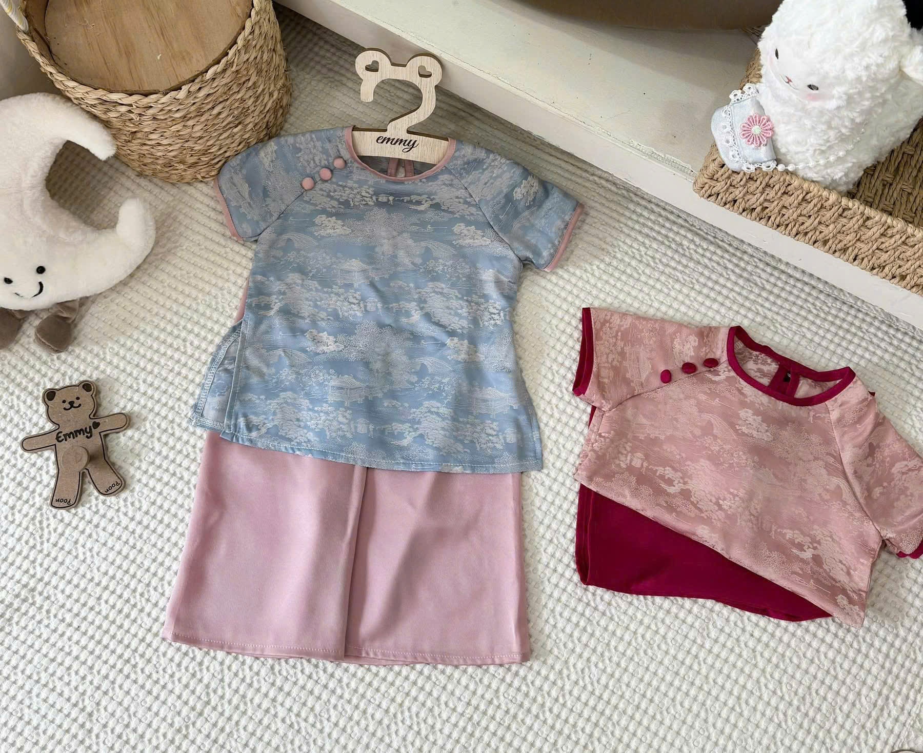 Sbb00 Set áo bà ba vải lụa cho bé