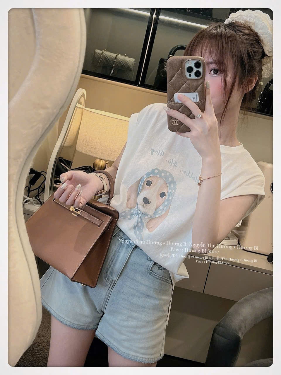 Sqj67 Set áo phông Dog & quần short Jean