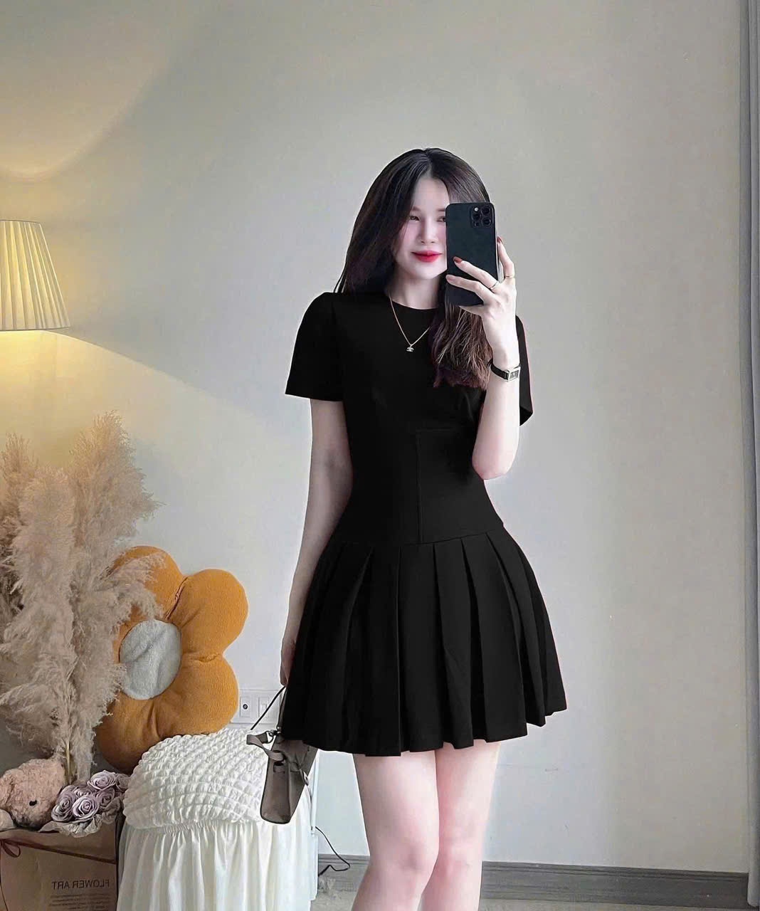 Vxn11 Váy umi xòe xếp ly basic cho nữ