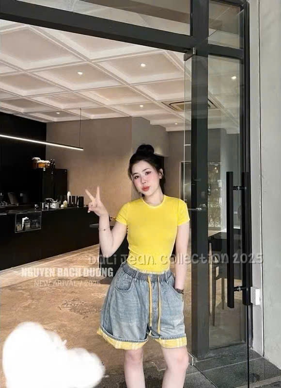 CV- Qj23 Set quần jean áo vàng