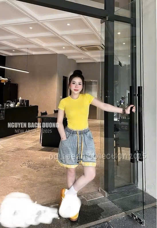 CV- Qj23 Set quần jean áo vàng