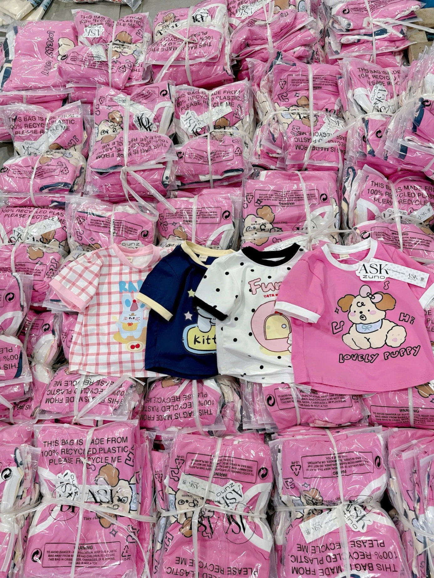 Sab00 Set 4 áo cộc tay Rabbit dễ thương cho bé gái