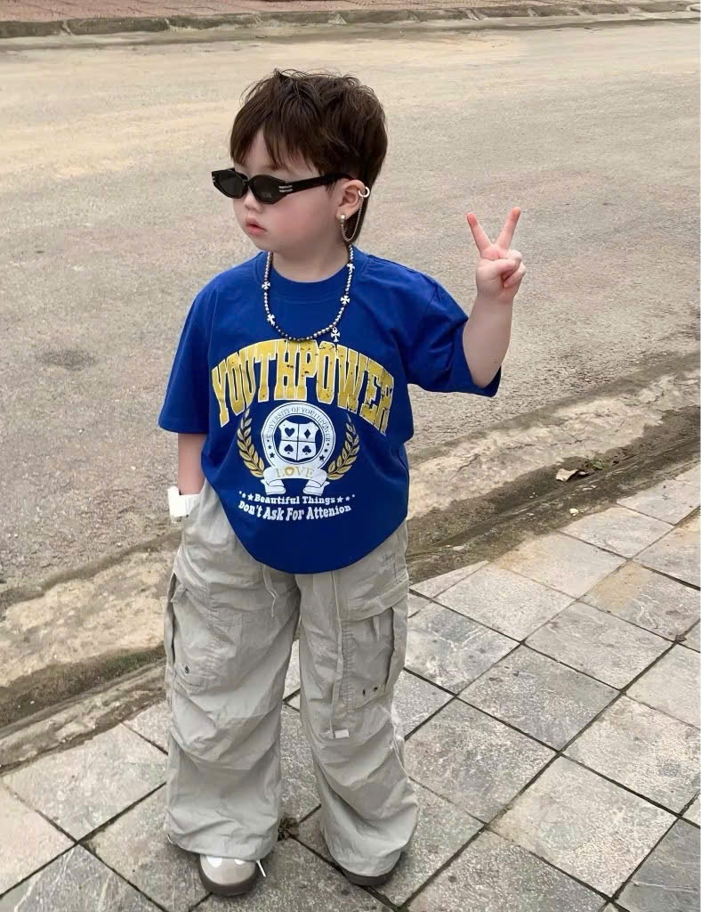 Bqg95 Set áo phông quần gió cho bé trai