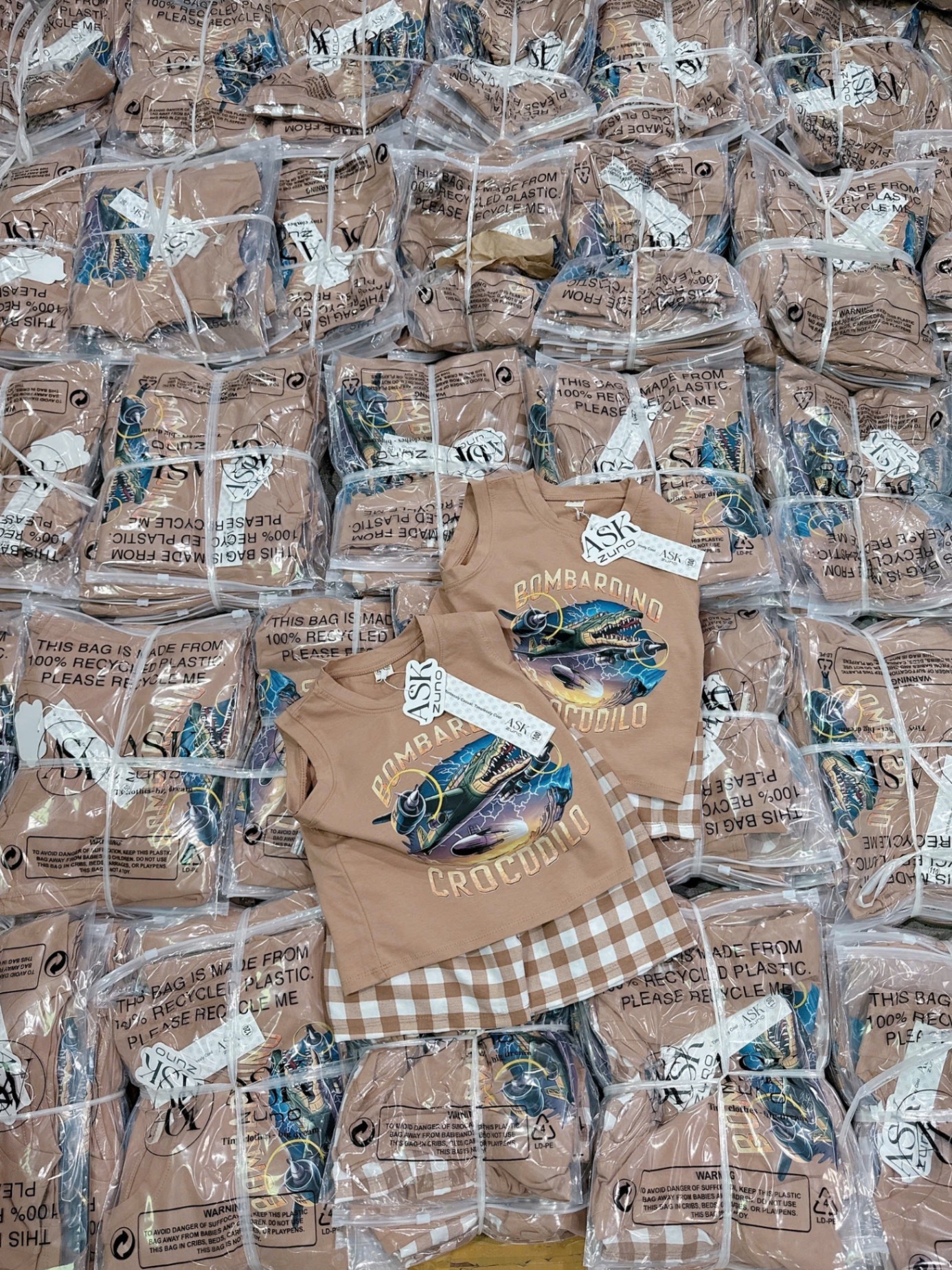 Bbt98 Set Bombardino Crocodilo áo cotton mix quần đũi