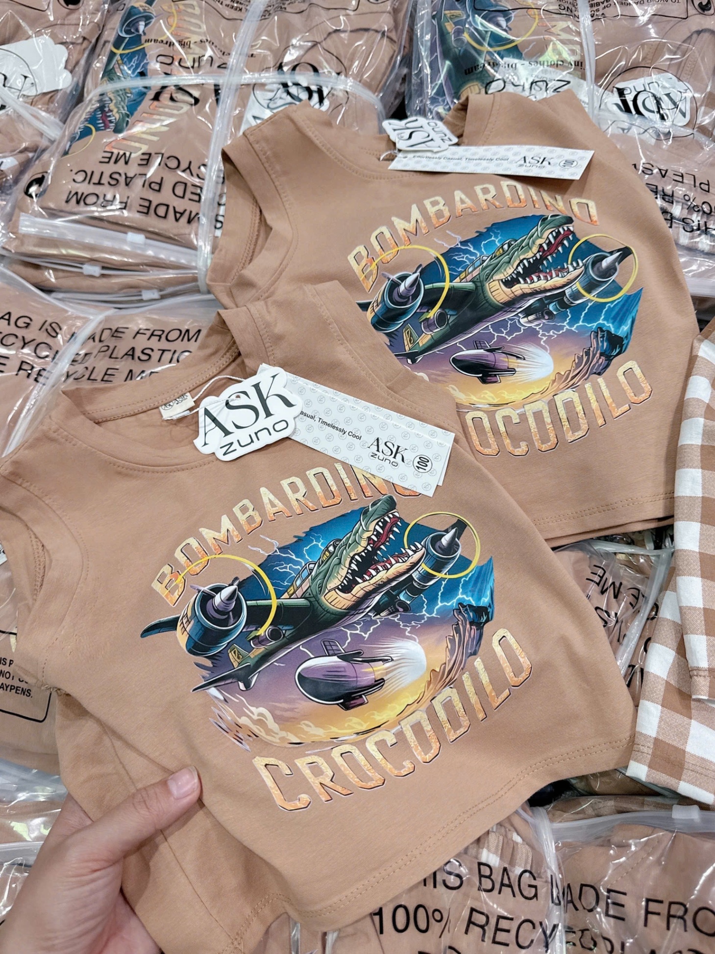 Bbt98 Set Bombardino Crocodilo áo cotton mix quần đũi