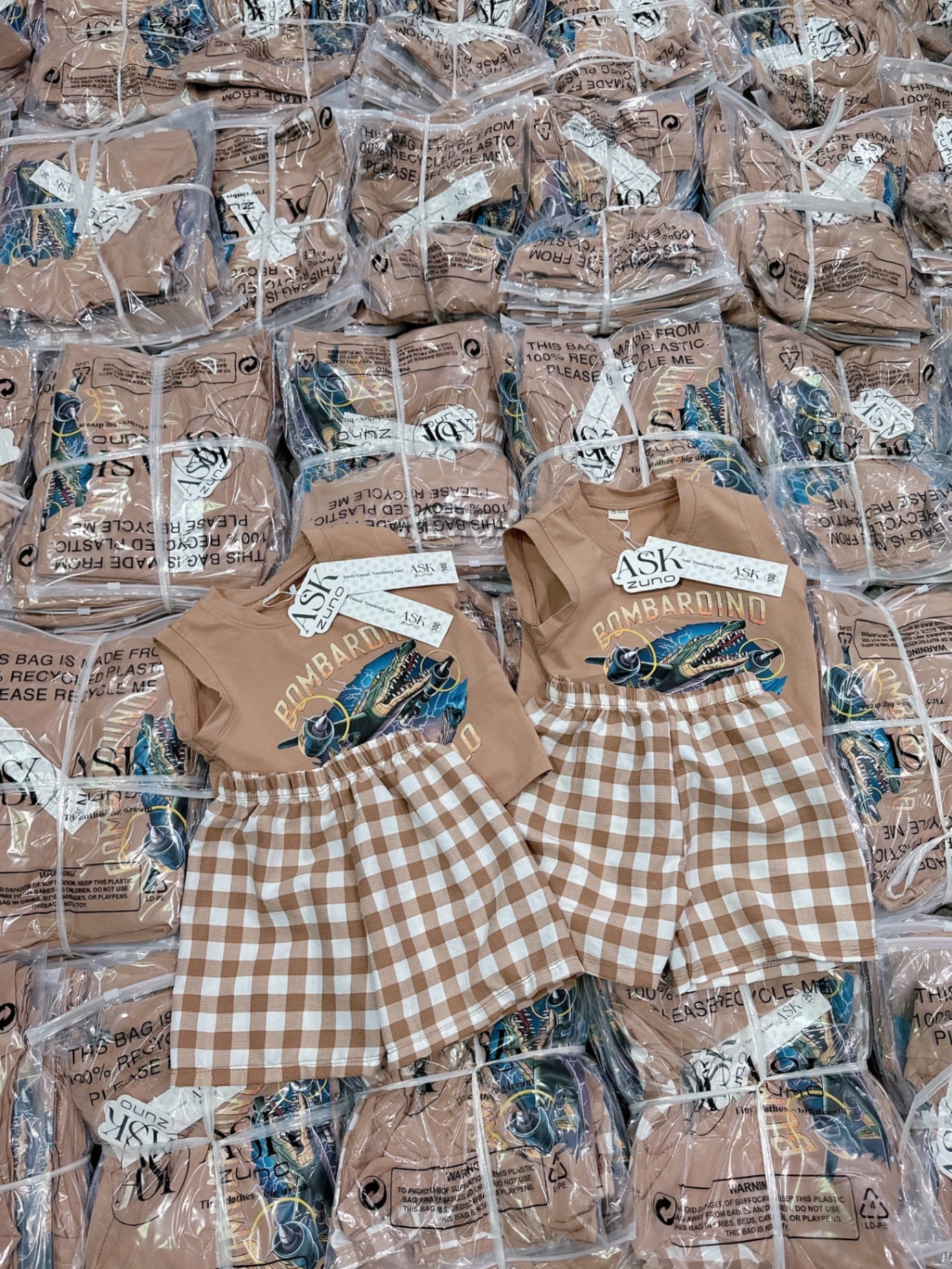Bbt98 Set Bombardino Crocodilo áo cotton mix quần đũi