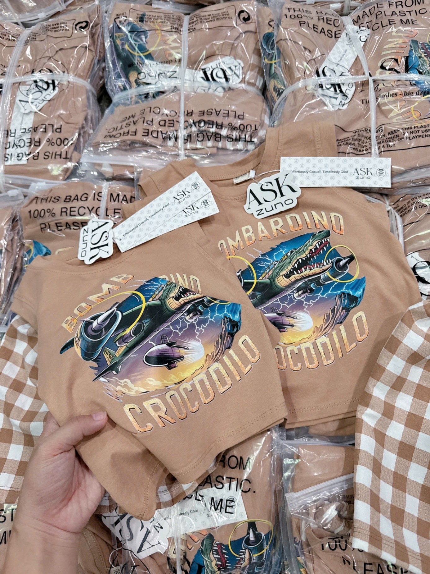 Bbt98 Set Bombardino Crocodilo áo cotton mix quần đũi