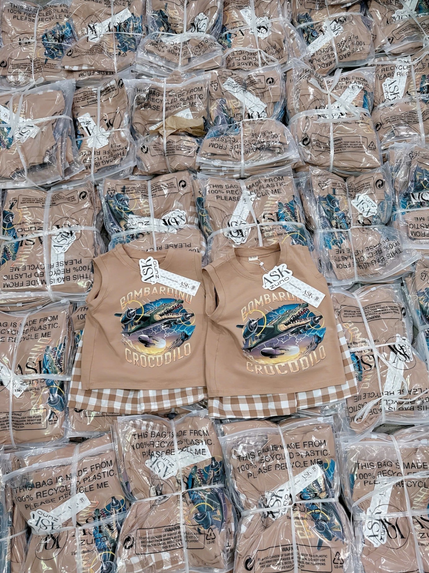 Bbt98 Set Bombardino Crocodilo áo cotton mix quần đũi