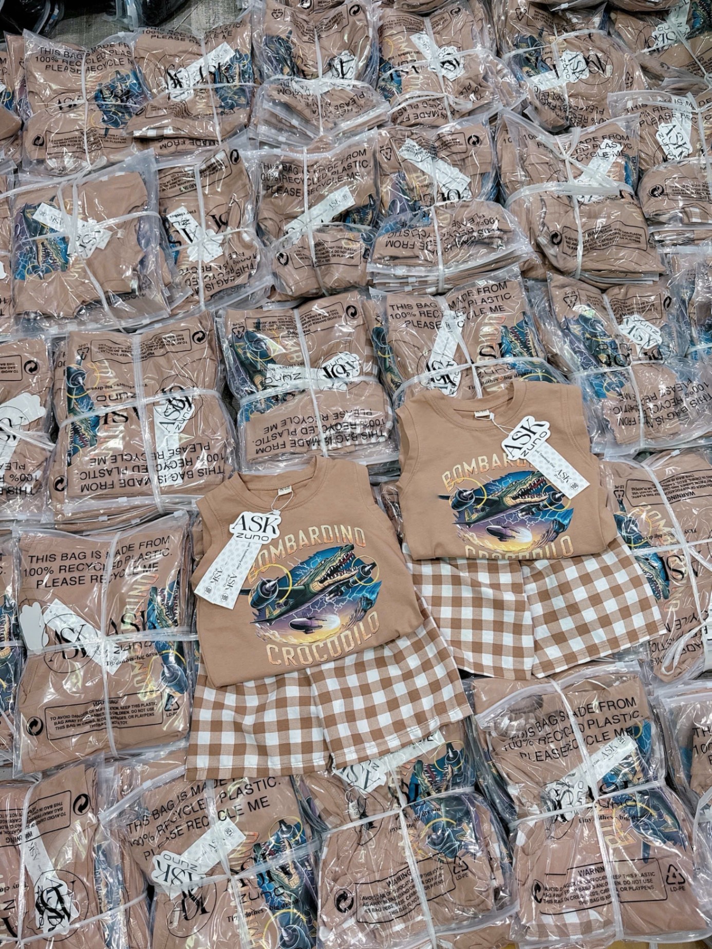 Bbt98 Set Bombardino Crocodilo áo cotton mix quần đũi