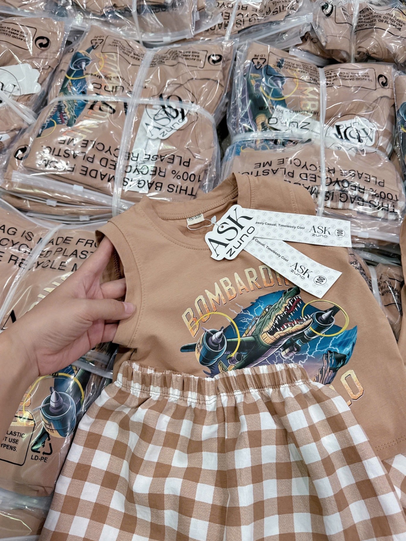 Bbt98 Set Bombardino Crocodilo áo cotton mix quần đũi
