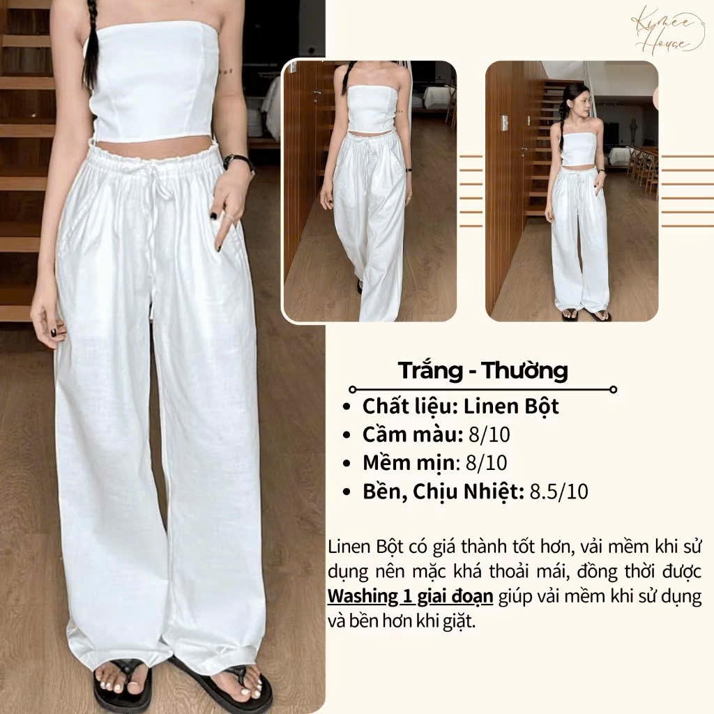 Qdn6 Quần đũi dài nữ ống suông rộng Linen