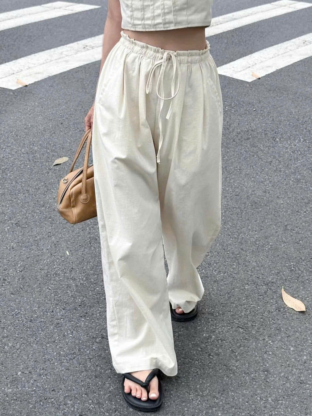 Qdn6 Quần đũi dài nữ ống suông rộng Linen