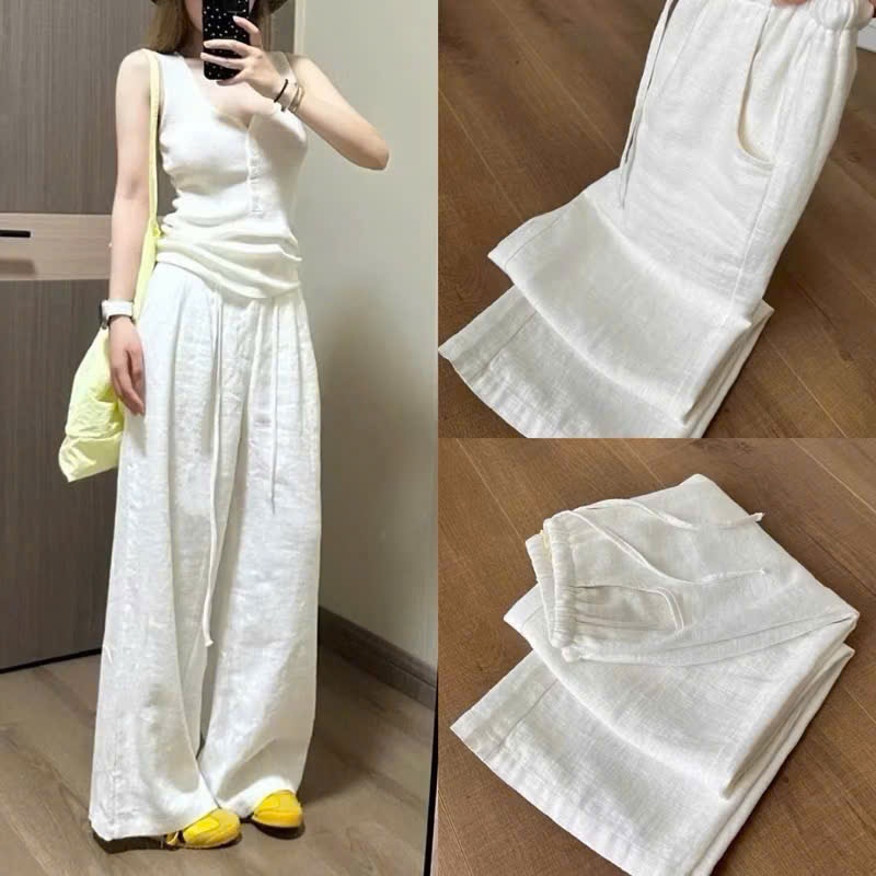 Qdn6 Quần đũi dài nữ ống suông rộng Linen