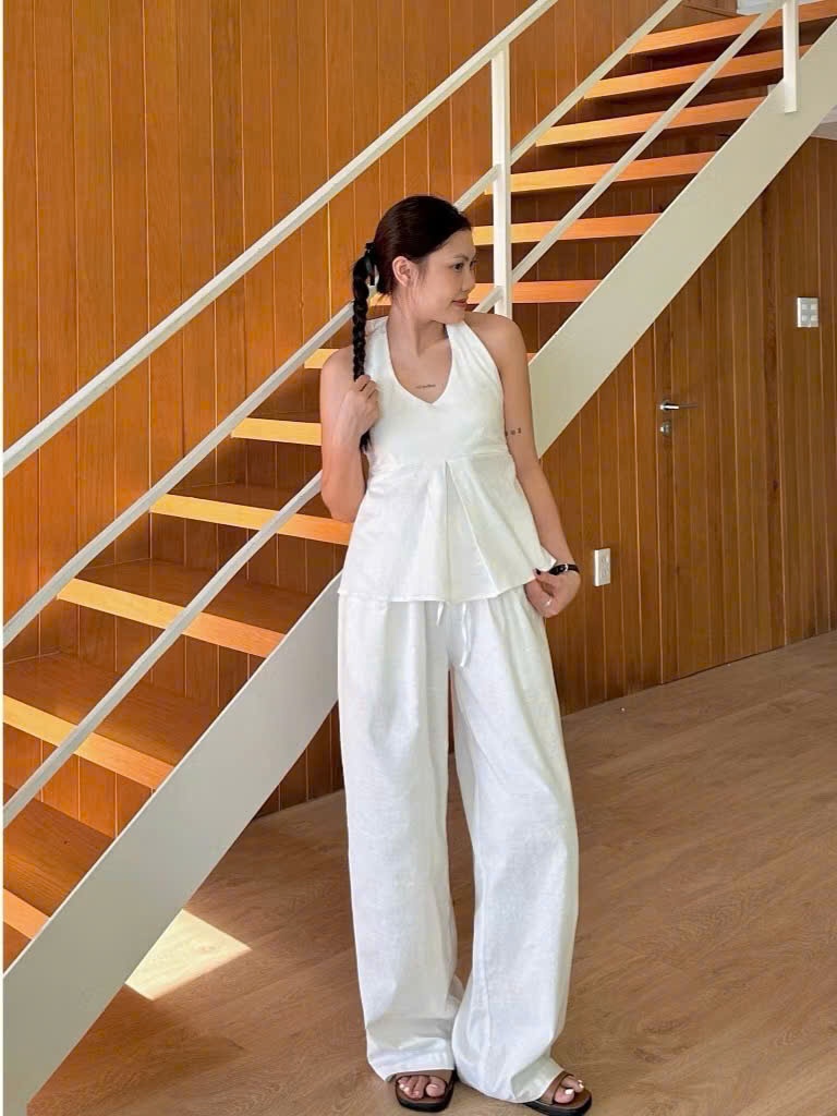 Qdn6 Quần đũi dài nữ ống suông rộng Linen