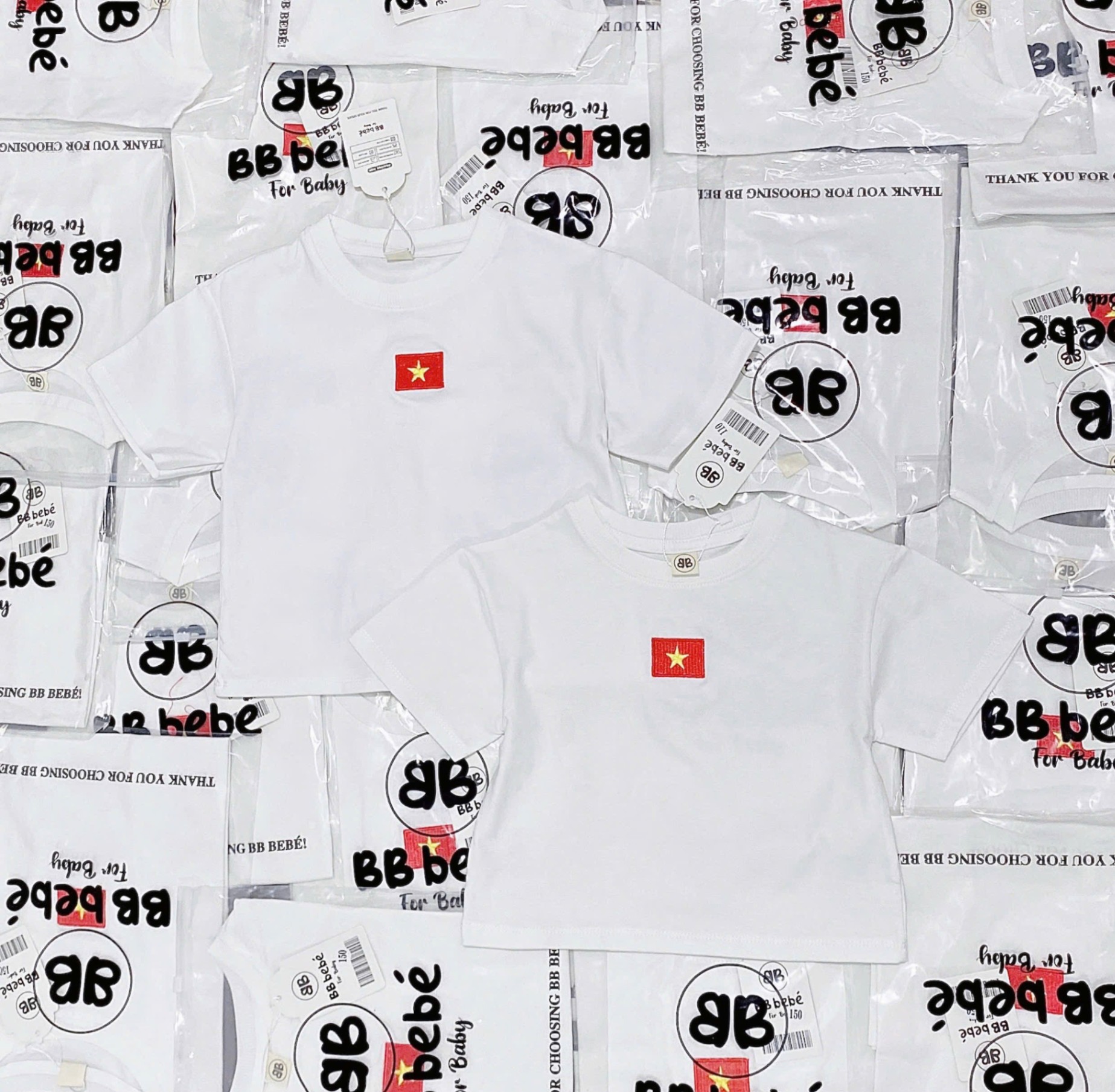 Apb13 Áo phông trắng cờ đỏ sao vàng chất cotton bốn chiều
