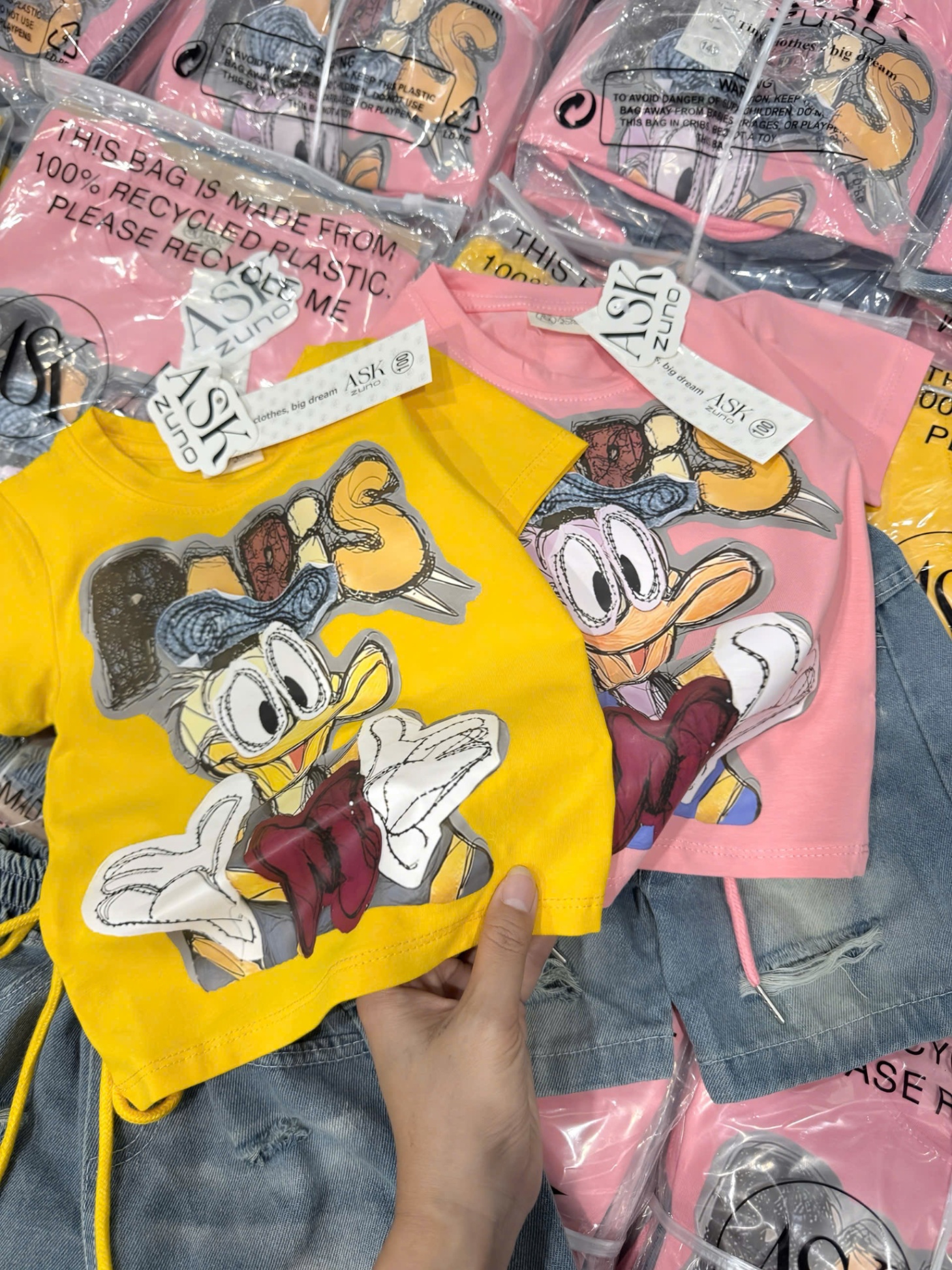 Bbg8 Set in hình Donald mix quần jean ngố