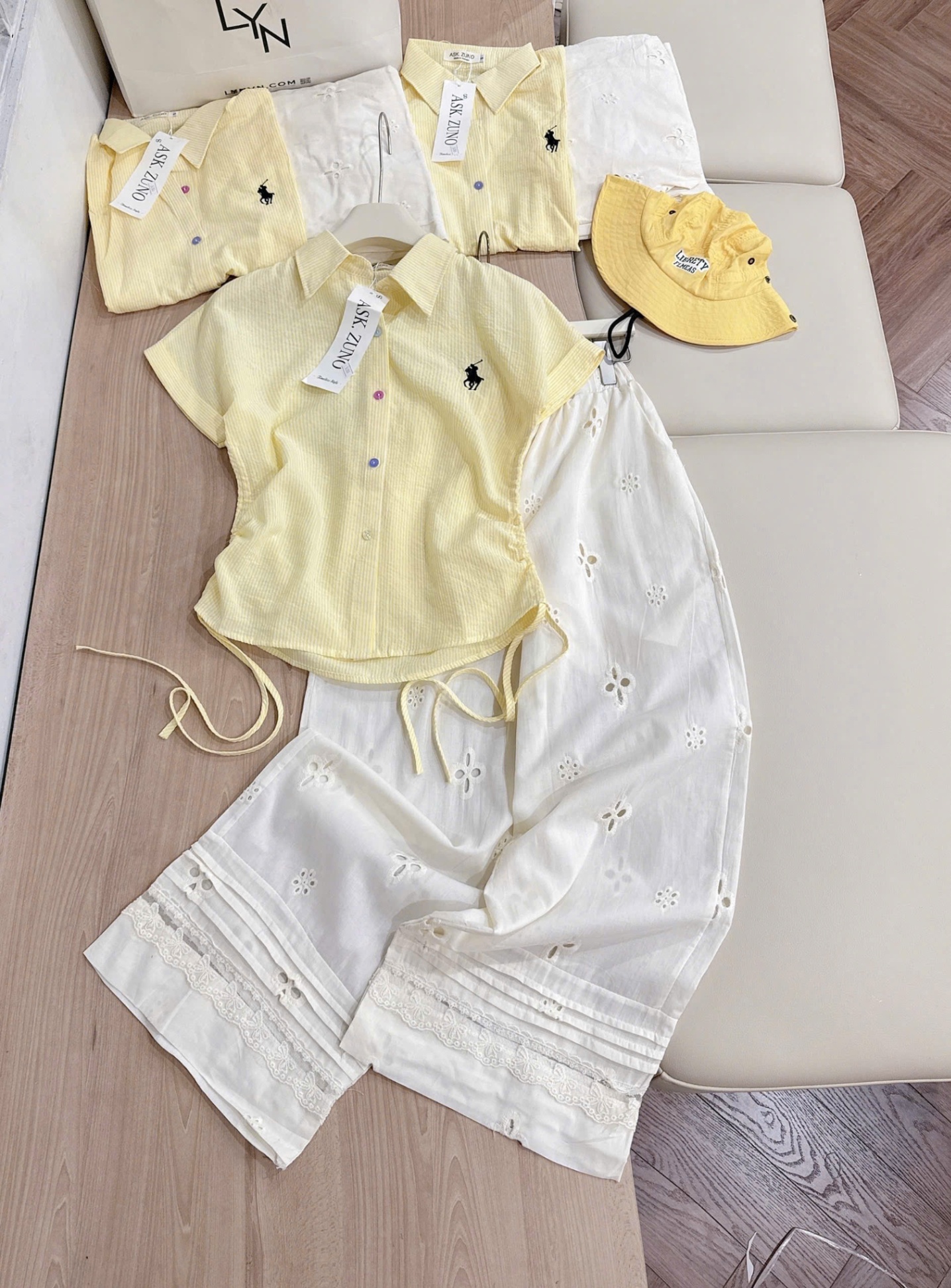 Ssm45 Set sơ mi quần thô boi thêu hoa ren