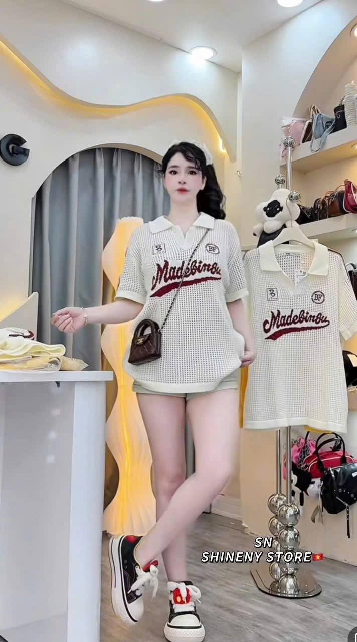 Aln3 Áo lưới chữ thể thao cho nữ