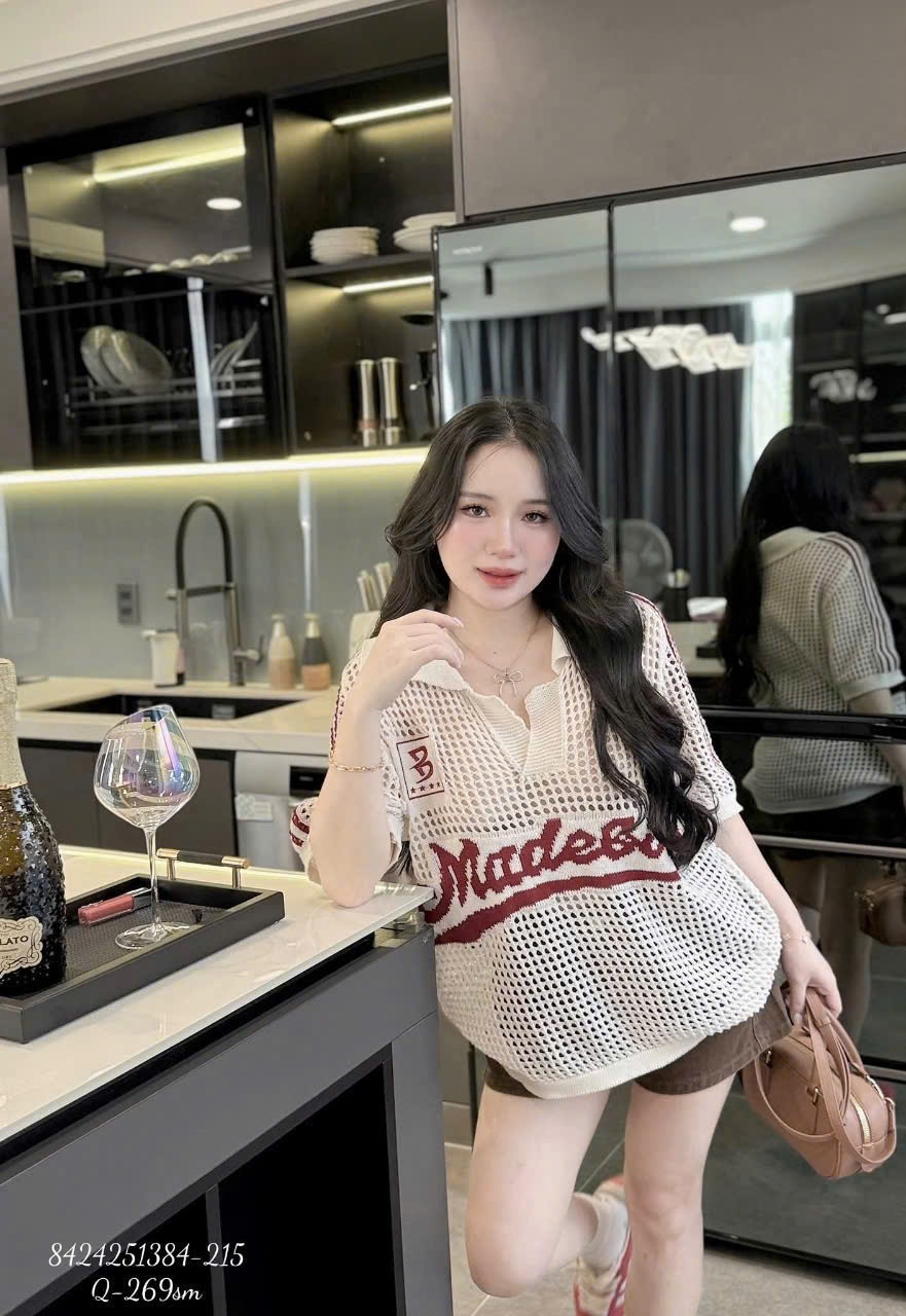 Aln3 Áo lưới chữ thể thao cho nữ