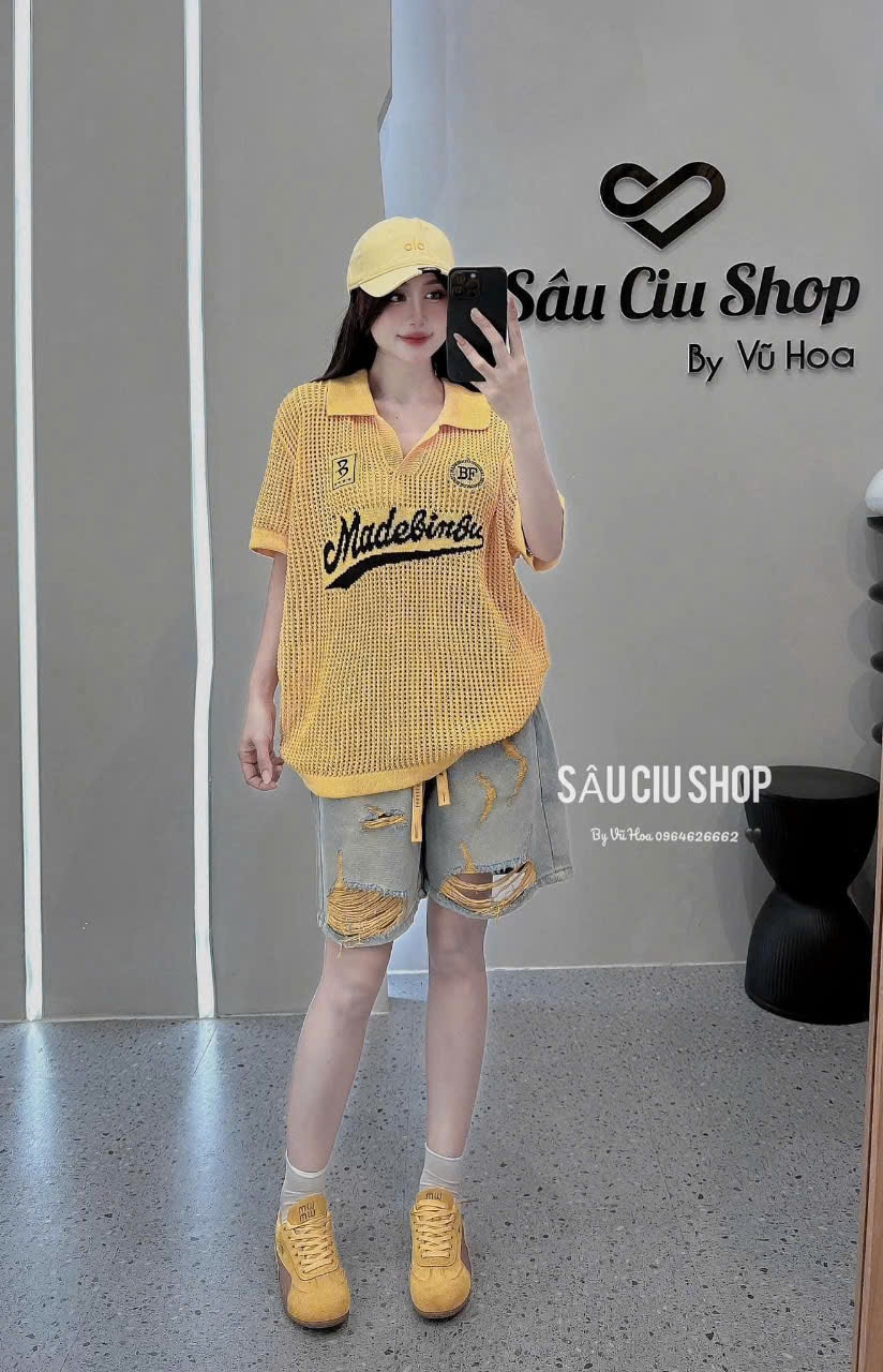 Aln3 Áo lưới chữ thể thao cho nữ