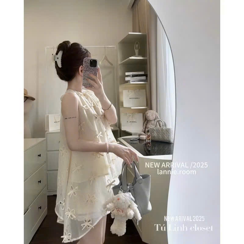 Sb012 Set ren hoa phối tơ sát nách mix quần đùi trong
