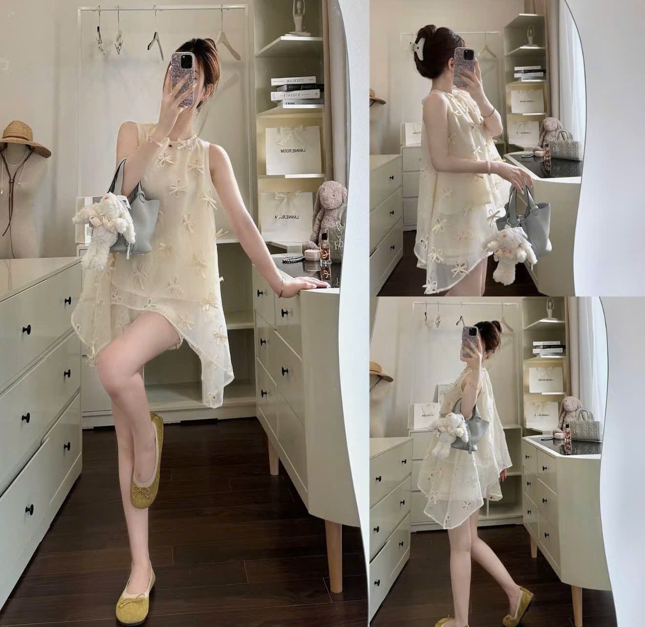 Sb012 Set ren hoa phối tơ sát nách mix quần đùi trong