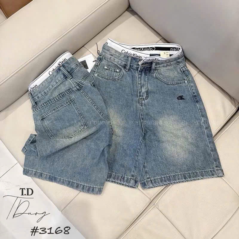 Qj22 - Quần Jean ngố phối cạp C.K