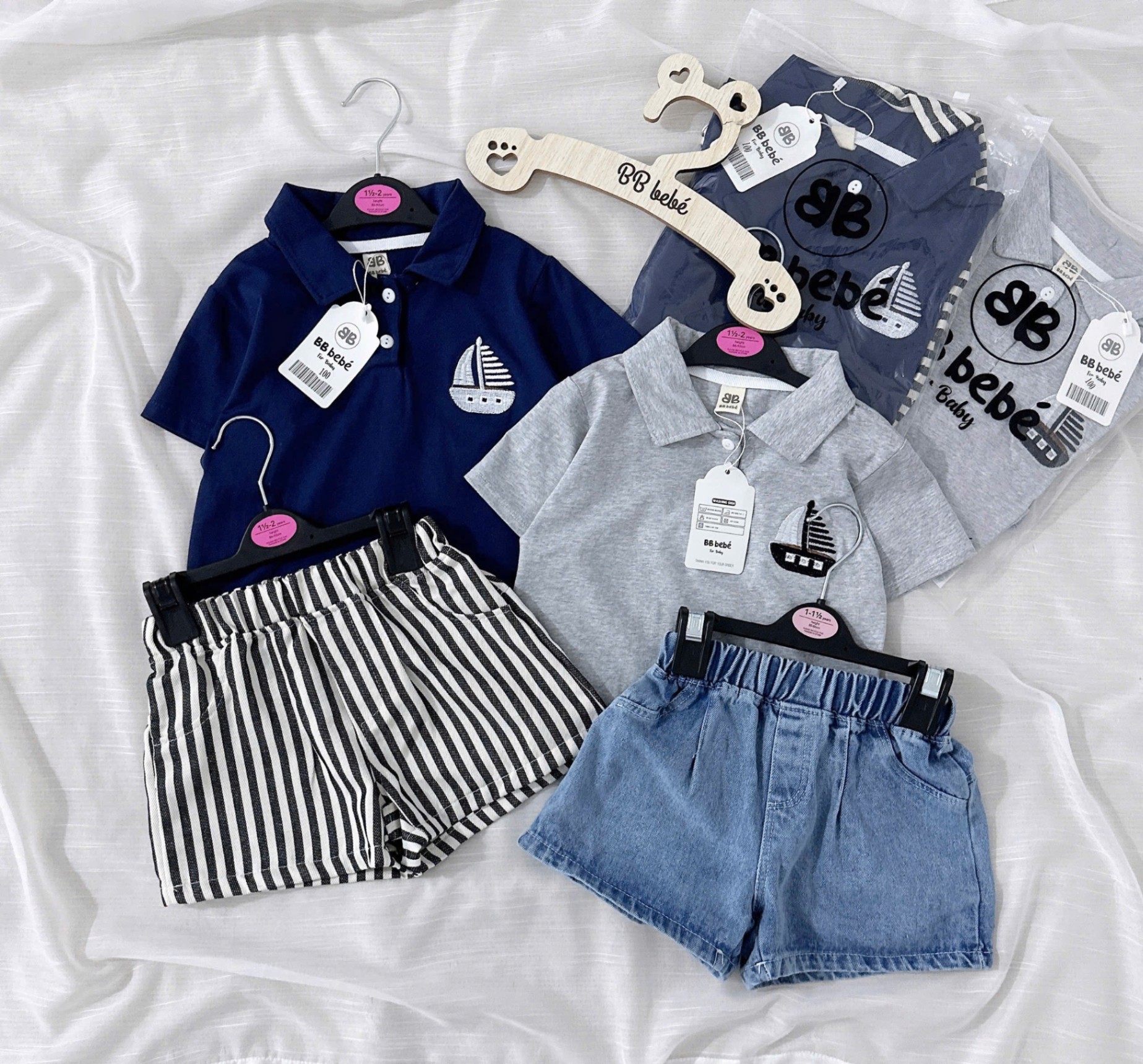 AP5 - Set áo Polo phối quần bò cho bé trai