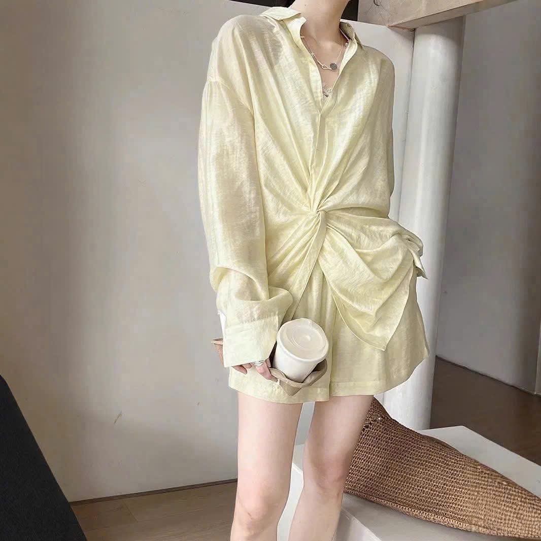 CV- S63 Sét Áo sơ mi xoắn eo