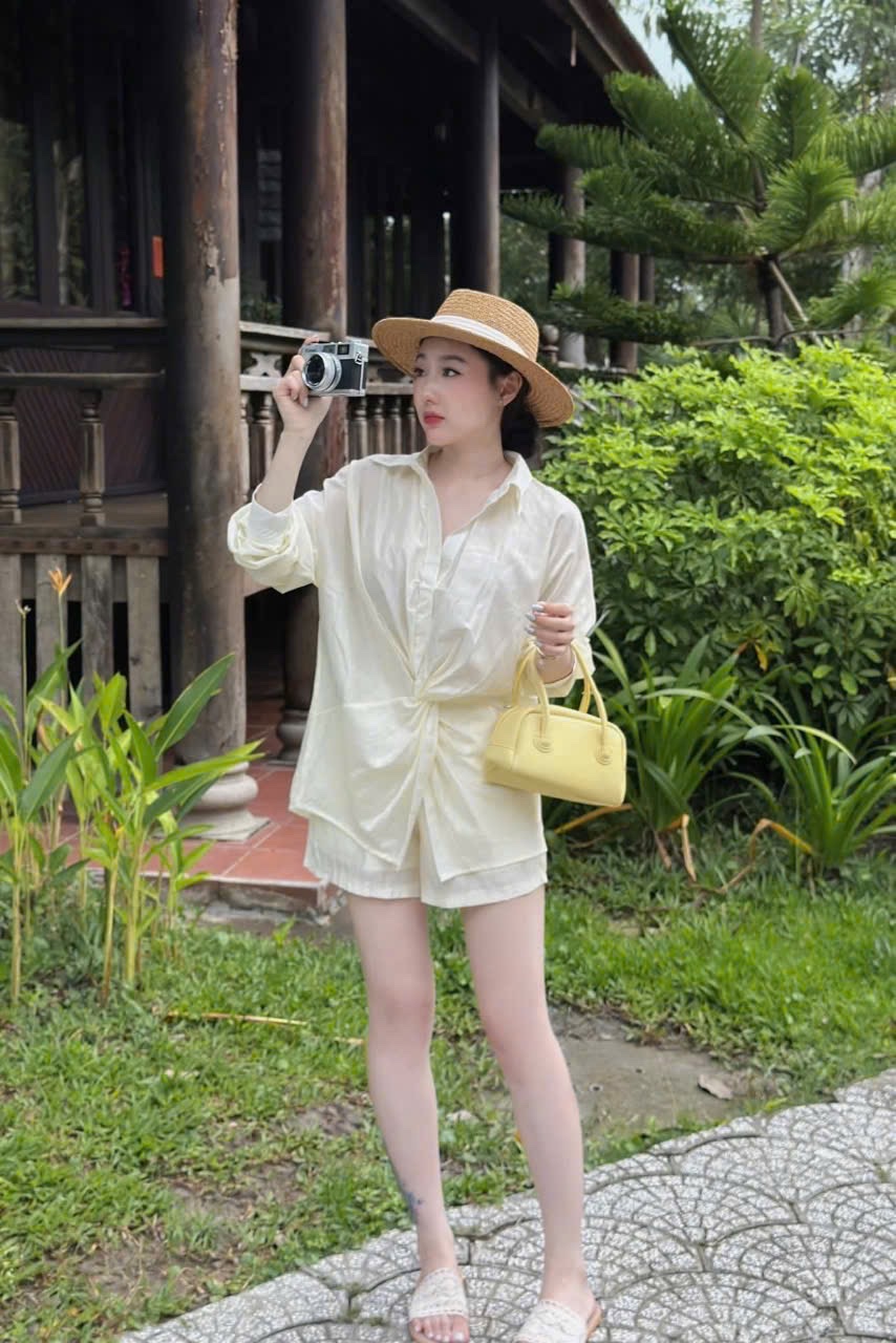 CV- S63 Sét Áo sơ mi xoắn eo