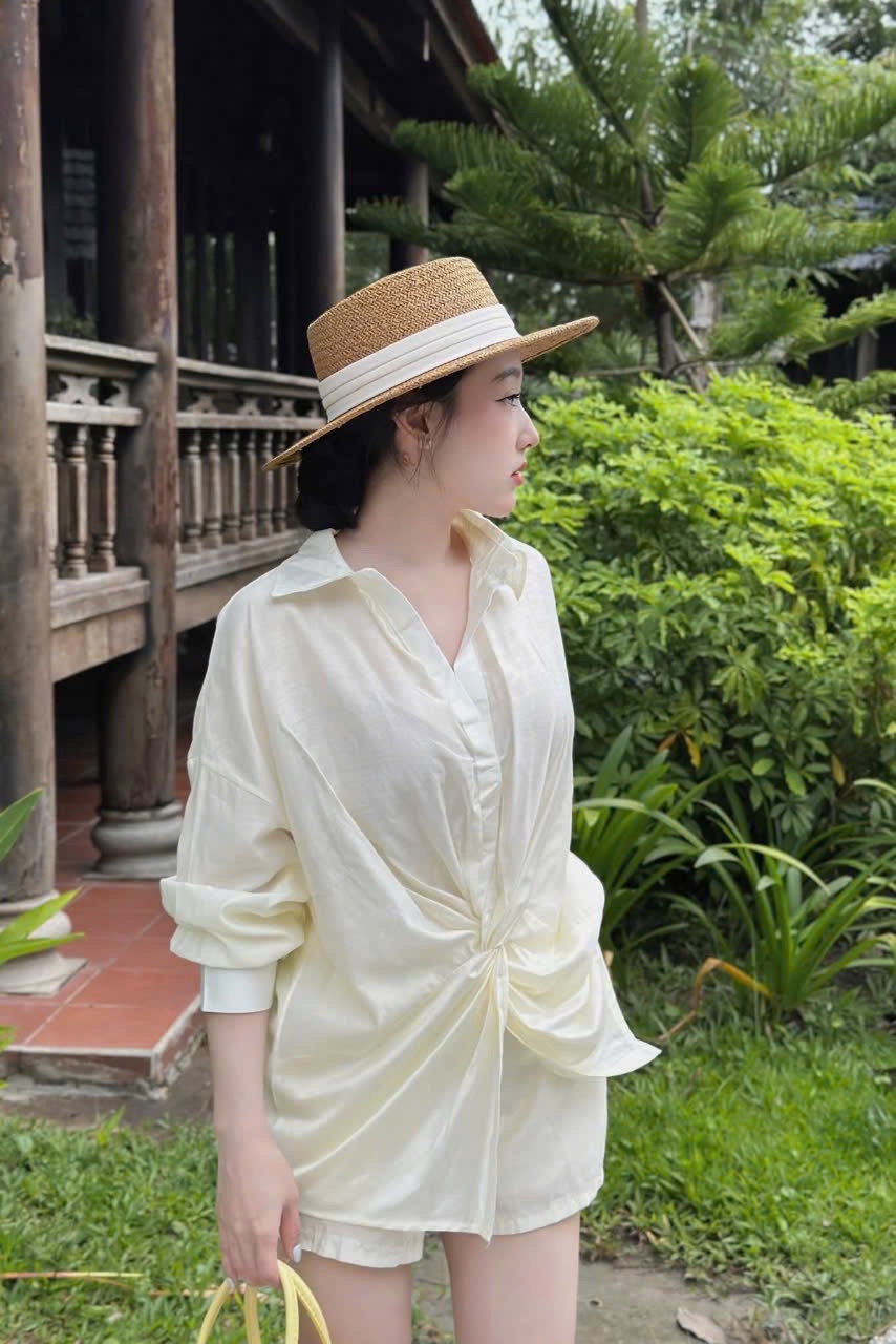 CV- S63 Sét Áo sơ mi xoắn eo