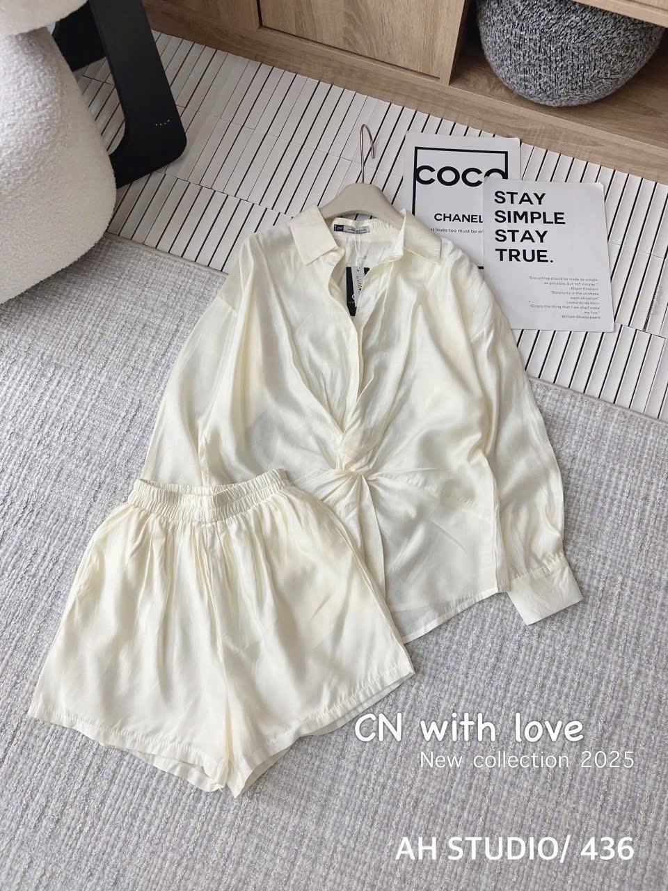 CV- S63 Sét Áo sơ mi xoắn eo