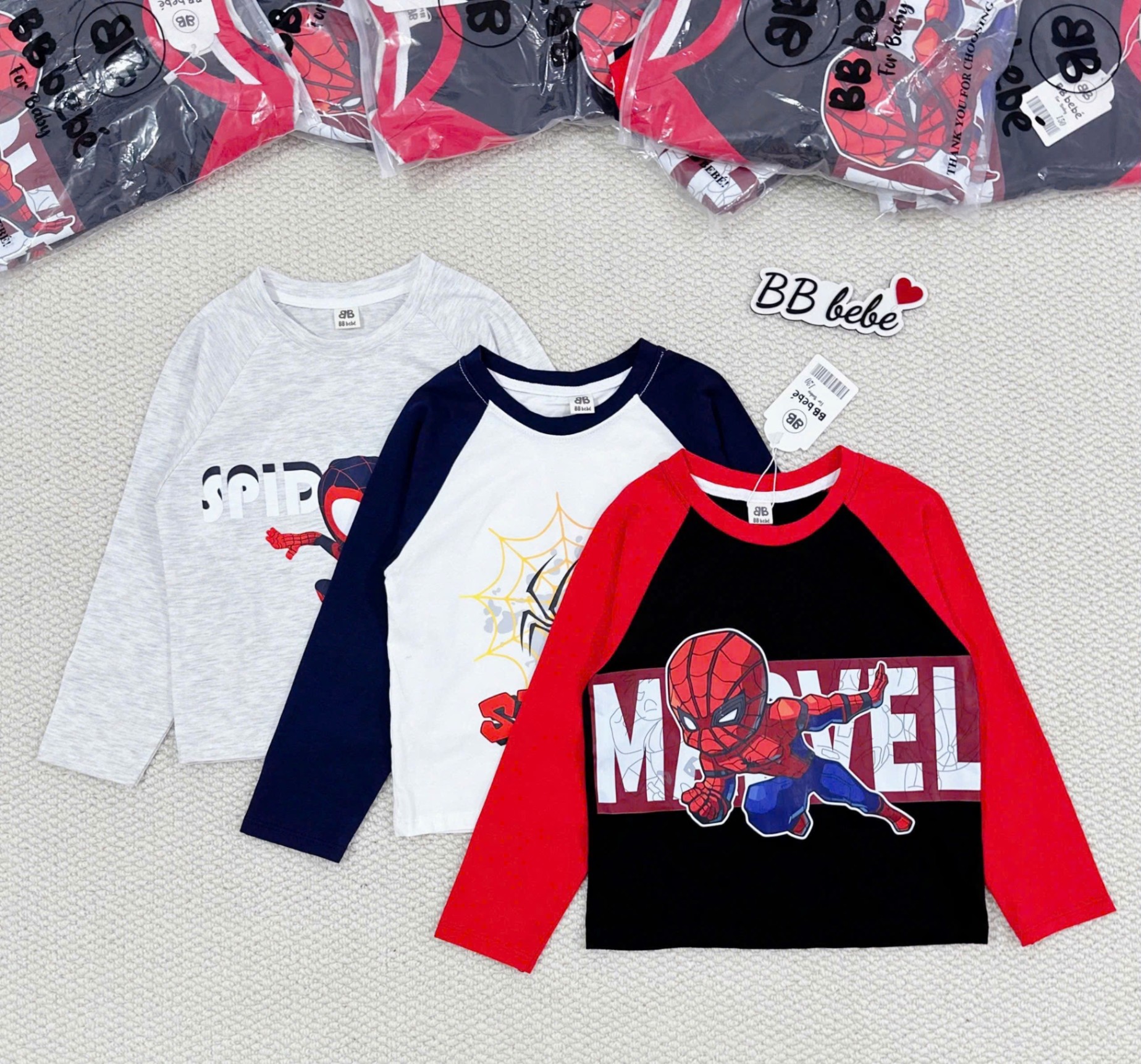 S3A5# SET 3 ÁO NHỆN DÀI TAY CHO BÉ