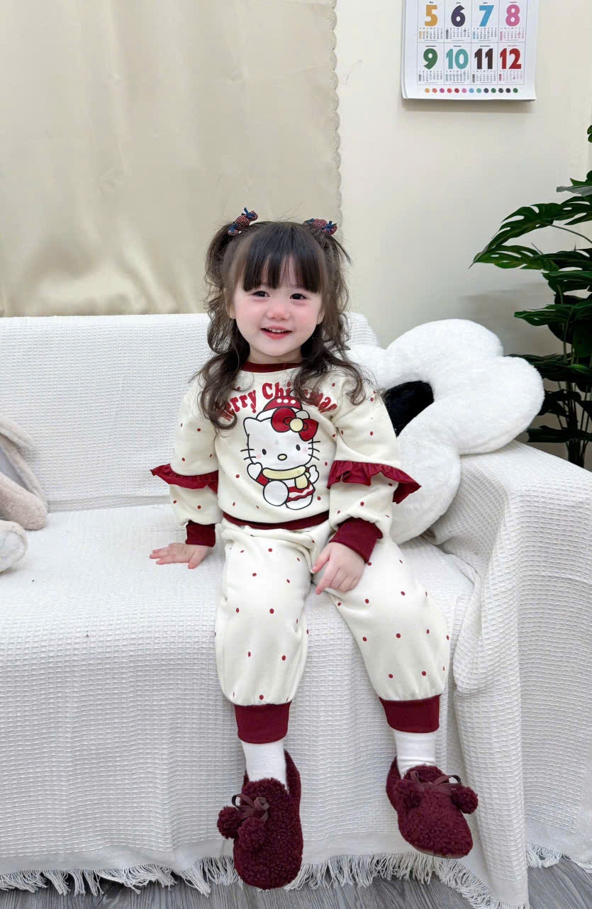 C30# BỘ NỈ COTTON MERRY CHRISTMAS CHO BÉ - XẢ