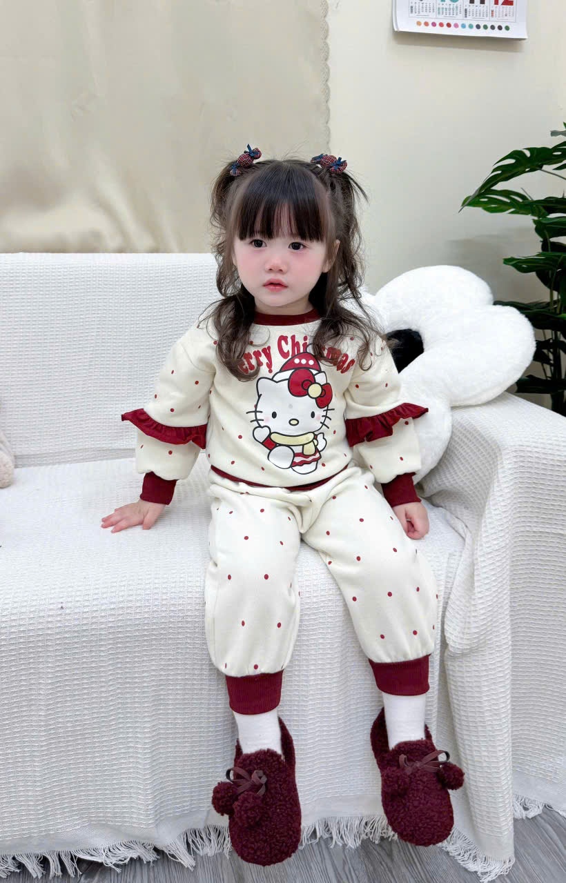 C30# BỘ NỈ COTTON MERRY CHRISTMAS CHO BÉ - XẢ