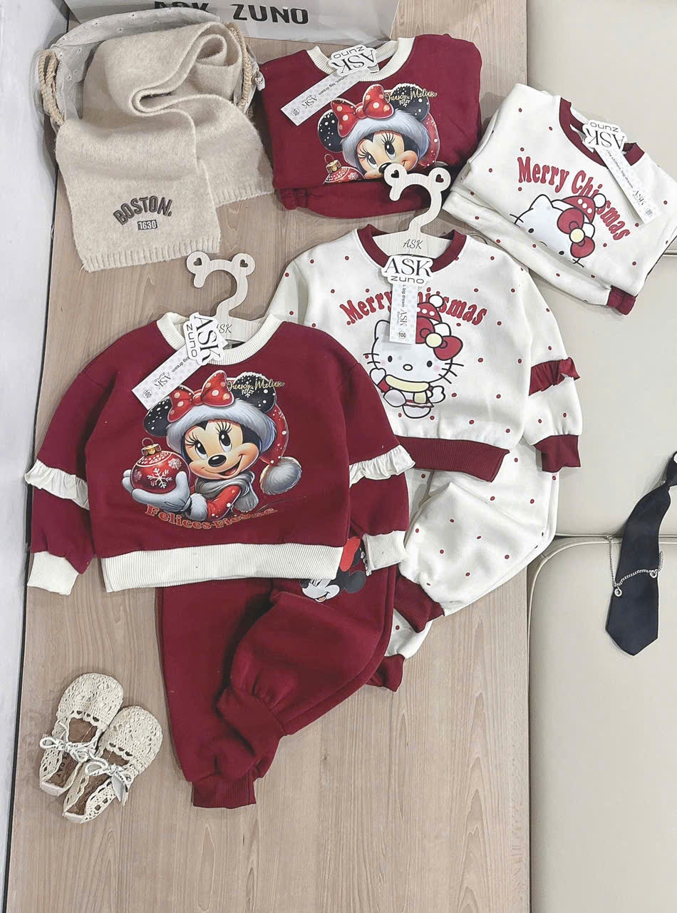 C30# BỘ NỈ COTTON MERRY CHRISTMAS CHO BÉ - XẢ